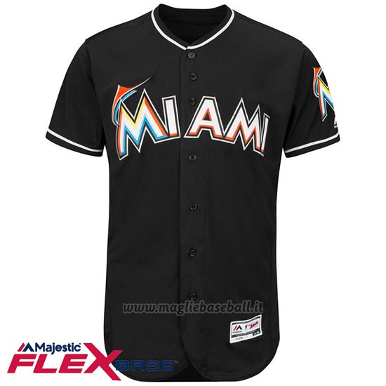 Maglia Baseball Uomo Miami Marlins Blank Nero Flex Base Autentico Collezione